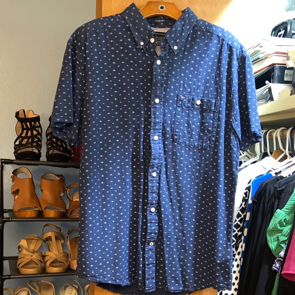 Tommy Hilfiger Blue Patterned Men's Shirt